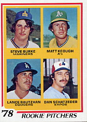 1978 Topps Baseball Cards      709     Steve Burke/Matt Keough/Lance Rautzhan/Dan Schatzeder RC